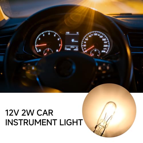 Funver 10 Stück DC 12 V 2 W T5 Armaturenbrett-Leuchtmittel, hellgelb, T5 LED-Leuchtmittel für Armaturenbrett, hellgelbe Glühbirnen für Auto, Innenbeleuchtung, praktisch und langlebig
