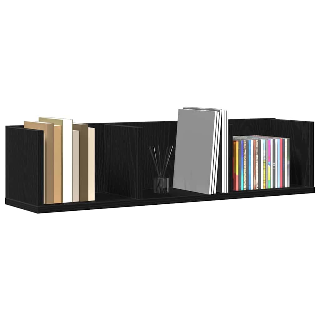 vidaXL Estante de Pared con Estante Roble Negro 75 x 18 x 18 cm, Estante Moderno, Montado en Pared, Almacenamiento Rectangular, Ahorra Espacio, Organizador Abierto