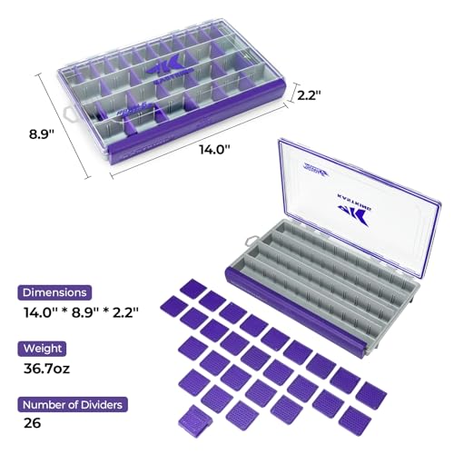 Image of KastKing HyperSeal Waterproof Tackle Box, 3600 and 3700 Tackle Trays, Fishing Tackle Box Organizer with Removable Dividers, Lure Box and Terminal Tackle Storage,Purple