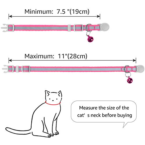 TagME Reflektierend Katzenhalsband mit Glöckchen und Sicherheitsverschluss, Personalisiert ID Namen, Verstellbar Halsband Katze Kitten, 1 STÜCK, Pink