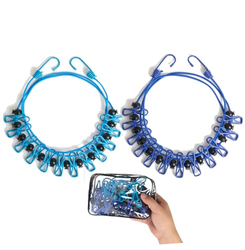 Bvdimn 2 Pack Camping Portable Clothesline for Travel with 12