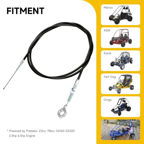HIAORS 71 inch Throttle Cable for Go Kart Predator 212cc 196cc GX160 GX200 6.5hp Manco 8252-1390 ASW Kandi Yerf Dog Go Cart Parts with Throttle Pedal Brake and Return Spring Cable Stops by HIAORS - Image 3