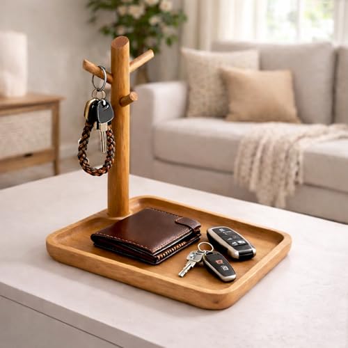 E-ROOM TREND Acacia Wood Key Tray for Entryway Table, Wooden