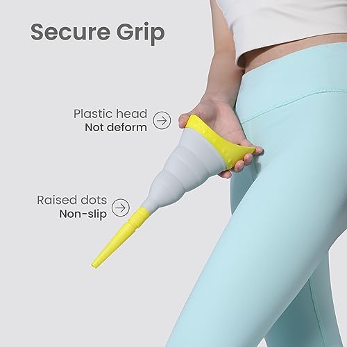 TRIPTIPS Pee Conch Foldable Female Urinal Device Portable Urinal for Women Pee Funnel for Women Travel, She Pee Cup for Women Stand to Pee Womens Urinal Funnel with Tube Case (F-Yellow) - Image 3
