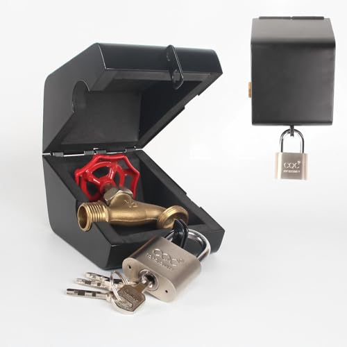 Outdoor Faucet Locking System with Padlock,Insulated Spigot Lock Cover,Garden Hose Bib Lockout,Freeze Protection,Prevents Water Theft and Stops Unauthorized Use of Water,FIT 1/2” & 3/4