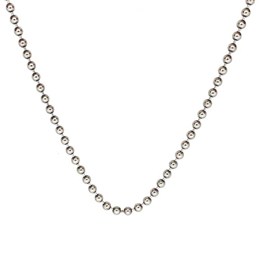 Collar de cadena de bolas brillante puro para hombre y mujer, joyería unisex con cuentas redondas sólidas s925, regalo