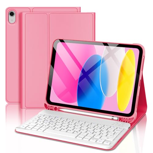 Funda para iPad 10 generación de 10.9" con teclado QWERTZ inalámbrico desmontable rojo