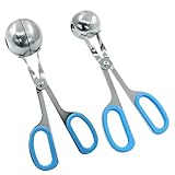 Auvotuis 1.38'+ 1.89' Meatball Maker, 2Pcs None-stick Meatball Scoop Ball Maker, Stainless Steel Meat Baller Tongs, Cake Pop, Cookie Dough Scoop for Kitchen (Blue)