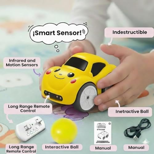 Image of Remote Control Cartoon Racing Car Toy for Kids | 2.4GHz RC Car with Easy Handheld Remote | Forward, Reverse, Left & Right | Educational Toy for Boys & Girls Age 3+ Years | Multi Colour