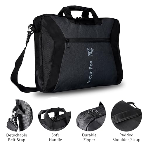 Image of Arctic Fox Rex Laptop Messenger Bag Carry Case 15.6 Inch for Women and Men (Black)