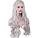 Daenerys Targaryen Costume Wigs for Game of Thrones Khaleesi Halloween Cosplay Hair Wig Wavy Curly (Silver Grey)