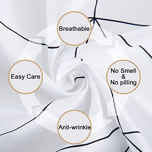 Image of Best Season Bed Sheet Set 4 Pieces -Full Size-Soft Durable Microfiber Bedding Sheet Set,Deep Pocket,Stain,Fade & Wrinkle Resistant(Geometric White)