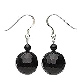  Ohrringe Ohrhänger aus Onyx & 925 Silber Ã˜14mm facettiert Ohrschmuck für Damen