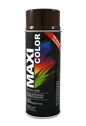 Maxi Color NEW QUALITY Sprühlack Lackspray Glanz 400ml Universelle spray Nitro-zellulose Farbe Sprühlack schnell trocknender Sprühfarbe (Ral 8011 nußbraun glänzend)