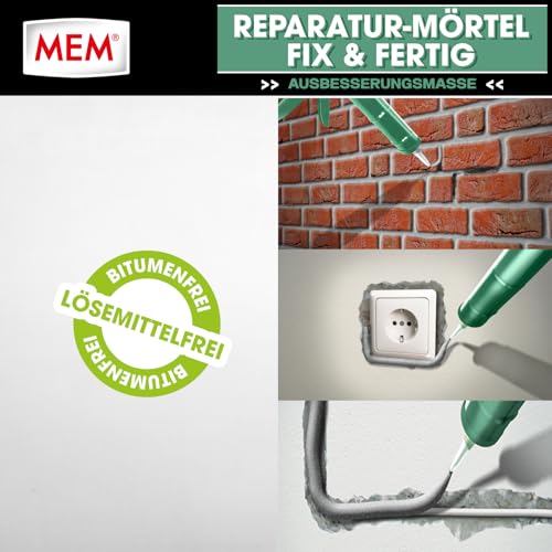 MEM Reparaturmörtel Fix & Fertig, Für Mauerwerksfugen & Ausbruchstellen, Innen & Außen, Überstreichbar, Schnell härtend, Zementgrau, 300 ml Kartusche