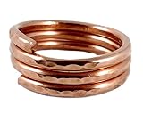Solid Copper Ring Stackable Coiled Three Loops Size 7 Hand Hammered Elaments Design
