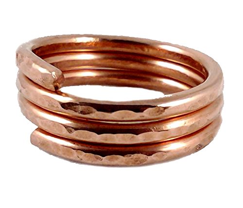 Solid Copper Ring Stackable Coiled Three Loops Size 7 Hand Hammered Elaments Design #TOP3