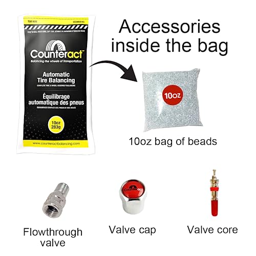 Counteract 10Oz-B12 Centrifugal Force Tire/Wheel Balancing Beads - Off-Road Vehicles, Light Duty Truck Tires, (12) 10Oz Balance Bead Bags, (12) Valve Caps And Cores #TOP1