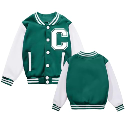 Image of BAICAIYU Kids Baseball Jackets Boys and Girls Varsity Coat Buttons Cardigan Letter Sport Letterman School Jacket