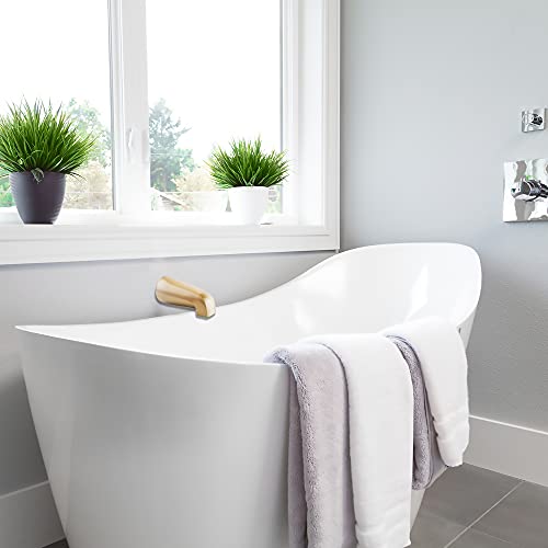 Sento Slip On Gold Universal Heavy Durable Metal Bathroom Tub Spout Without Diverter, Heavy Duty Metal Bathtub Faucet Without Shower Diverter - 4 Inches 1/2" Copper Pipe, Satin Brass #TOP5