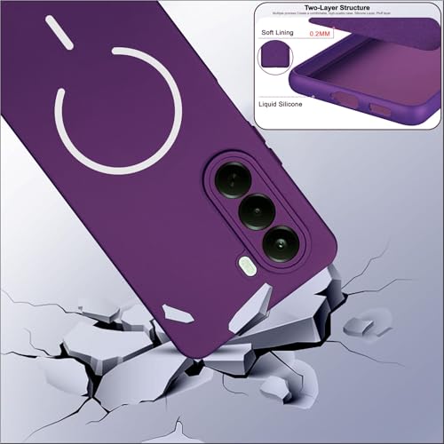Image of SBMS Silicone Back Cover Case for OnePlus Nord CE6 Lite 5G | Soft Micro-Fibre Lining Inside | Magsafe Print On Back Side Camera Protection Bump | Shockproof Case OnePlus Nord CE 6 Lite (Purple)