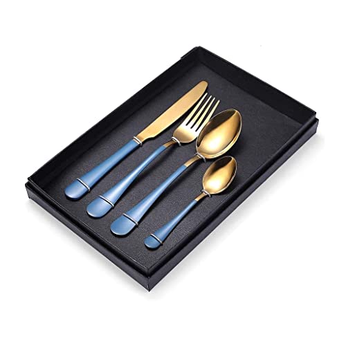 SFSLBFB Elegante Juego de Cubiertos, Juego de Cubiertos Mixtos, Cuchillo, Tenedor y Cuchara de Acero Inoxidable, Juego de 4 Piezas para Cocina Familiar, Juego de vajilla para Comedor, decoración