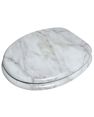 Sanilo Round, Silent Slow Close, Molded Wood, Adjustable Toilet Seat, Marble #TOP2