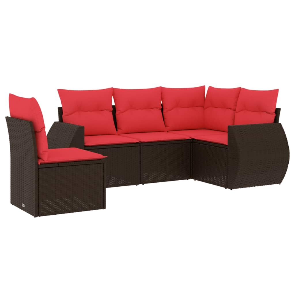 Canapé de jardin 5 pcs résine tressée contre le manque de place extérieur