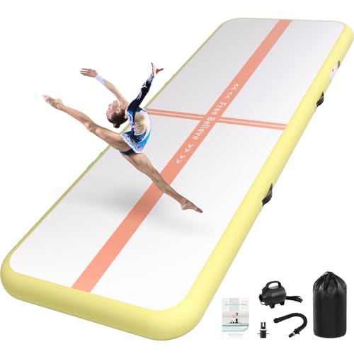 Colchoneta Gimnasia 3m Espesor 10cm con Bomba de Aire 600W,Tapiz Gimnasia Ritmica,Colchon Inflable,Tumbling Mat para Gimnasia, Exterior, Fitness, Yoga,Deporte