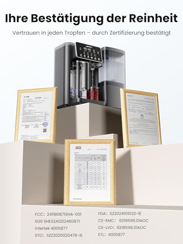Jimmy R9 Pro Osmoseanlage Trinkwasser Auftisch, Umkehrosmoseanlage Wasserfilter, mit Heißwasserspender und Wasserkühlung, 7-stufiger Filterung & Mineralien, UV, 3S-Heizung, Kaltes Wasser, TDS