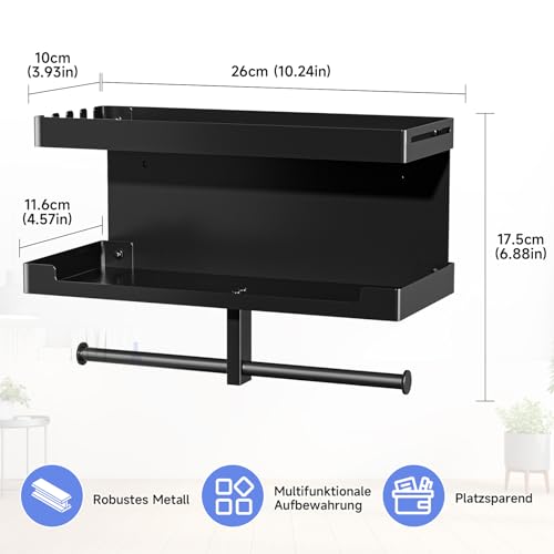 Hundegarderobe mit Ablage, Hundeleinen Halterung Wand, Schwarz Wandhalter für Hundeleine, Metall Hunde Garderobe Schlüsselbrett, für Hundeleine, Trainingsleckerlis, Kauspielzeug, Schlüssel, Groß