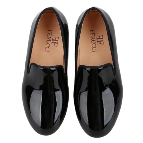FERUCCI Kids Boys Black Patent Leather Loafer Wedding Gala Ring Bearer Shoe3