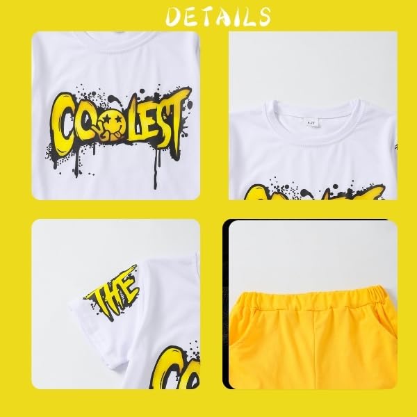 Image of Yoxindax Boys Clothes 2-Piece Casual Street Style Turn-Down Collar Half Zip Kids 4-12 Years Teen Boys Summer Outfits