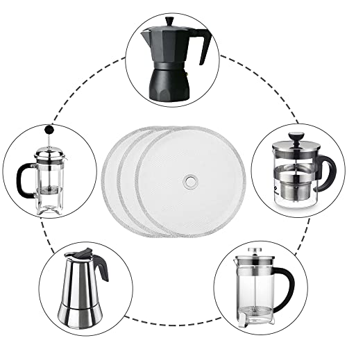 5 Pcs French Press Replacement Filters Reusable Stainless Steel Mesh Filters Replacement With Metal Center Ring 4 Inch For 1000 Ml, 34 Oz, 8 Cup French Press Coffee Makers And Tea Machines #TOP3