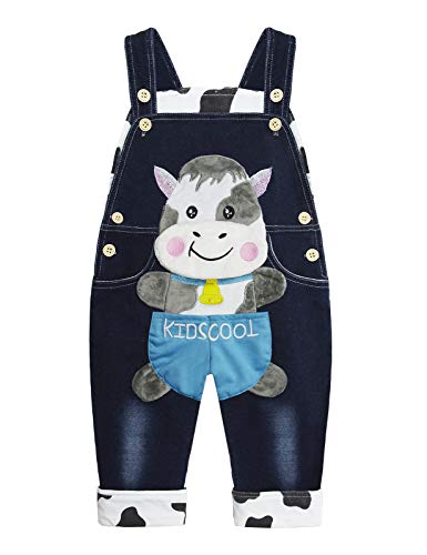 Image of Baby Pant Set, Toddler Overalls Set, Ripped Jean Workwear Set, Pink Flower Cute Cartoon