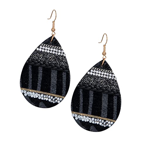 Boucles d'oreilles Drops en cuir rayé ultra légères et confortables