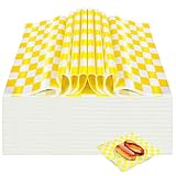 Colarr 1000 fogli di carta cerata, 38 x 38 cm, grandi fogli di carta da imballaggio a scacchi, per hamburger, pane, ristorante, barbecue, picnic (giallo)
