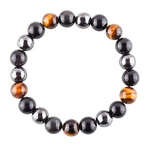 Triple Protection Bracelet Tiger’s Eye, Hematite, Black Obsidian Gemstone Handmade Bracelet Stretchable Unisex Bracelet Genuine Round Beaded 10mm Jewelry – Chakra Healing Crystals – Spiritual – Boho