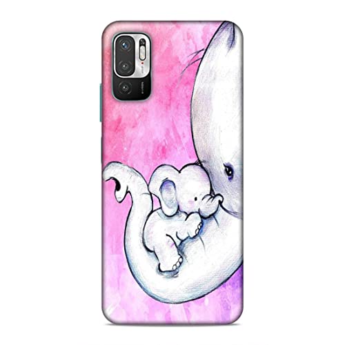 Image of Printed Mobile Back Hard Case Cover for Xiaomi Redmi Note 10T 5G / Xiaomi Redmi Note 10 5G / Xiaomi Poco M3 Pro 5G | Cute Elephant, Baby Elephant, Mom's Love -2202