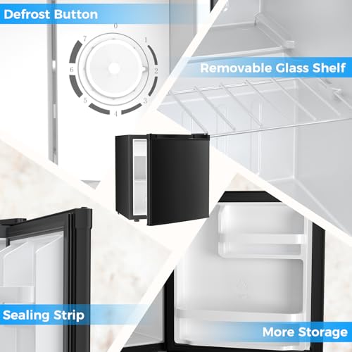Antarctic Star Compact Refrigerator Mini Fridge with Freezer, Single Reversible Door, Dorm Fridge, Wire Shelf, Defrost Button, for Bedroom, Office, kitchen, 1.7 Cu. Ft, Black on Fridge.com
