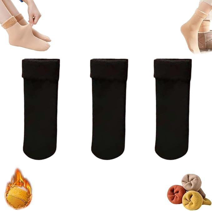 Janemore Fleececozy Ultra Soft Velvet Slim Thermal Socks for Women - Plush and Thickened (US, Alpha, One Size, Regular, Black*3)