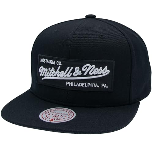 Mitchell & Ness 2 Tone Box Logo - Flat Visor Casquette de Baseball Snapback à Visière Plate, Black-White