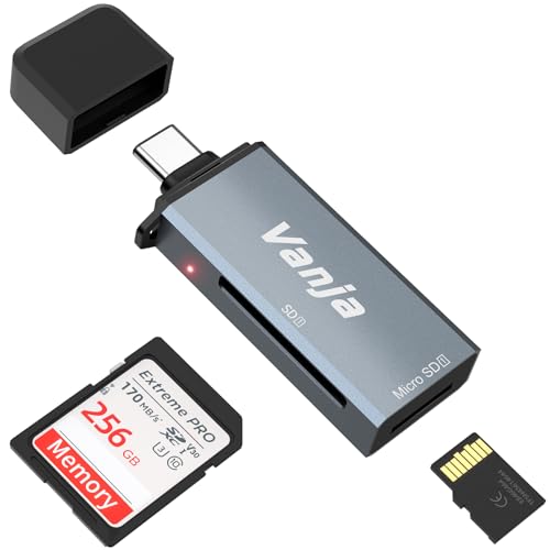Vanja High-Speed USB C to Micro SD Card Reader, Aluminum with Dual Slots | Compatible with iPhone 15 Series, MacBook Pro/Air 2023, iPad Pro, S23, and More