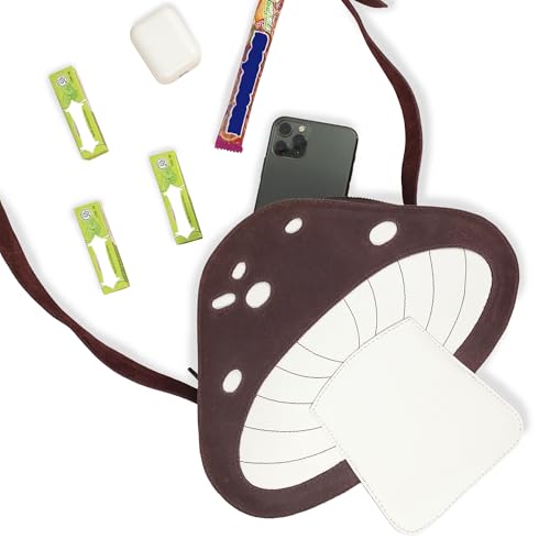 Mushroom-Shaped Shoulder Bag with Adjustable Strap, Crossbody Bag, Travel Bag, Messenger Bag, Full Grain Leather, Handmade, Sangria2