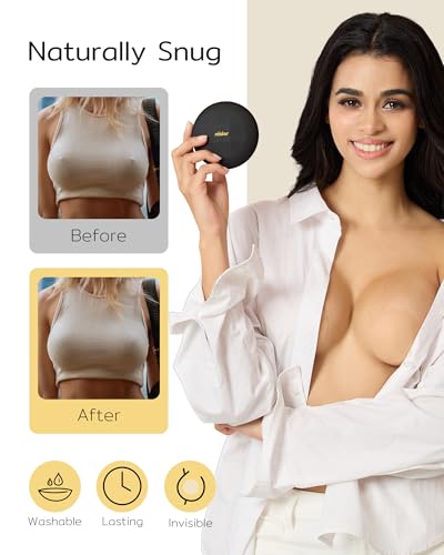 Niidor Nipple Covers Pasties 2 Pairs, Invisible Silicone Breast Petals Reusable Nipple Pads Coverups No Show Pasties3