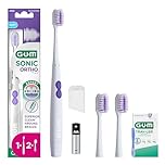 GUM SONIC ORTHO spazzolino elettrico ideale per la pulizia degli apparecchi ortodontici | vibrazioni soniche | setole morbide | senza cavi| 1x spazzolino | 2x testine di ricambio (+1 campione omaggio)