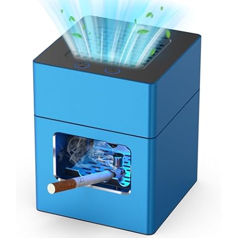 Multifunctional Smokeless Ashtray,HEPA Filter Smokeless Ashtray Indoor with Lighter,USB Rechargeable Smoke Removing Ashtray for home,bedroom,office,car(Blue) Cover