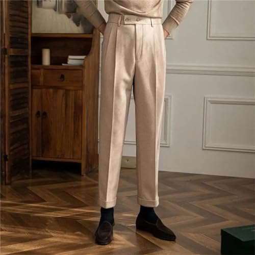 Generic High-Waisted Woolen Trousers Men‘S Warm Thicken Casual Loose High Street Long Pants Bottom Male Clothes3