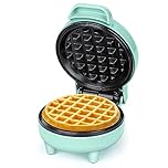 SNAILAR Mini Waffle Maker, 550W Waffle Iron, Ready Indicator Light, Non Stick Coating, Cool Touch Handle, Compact Size, Green