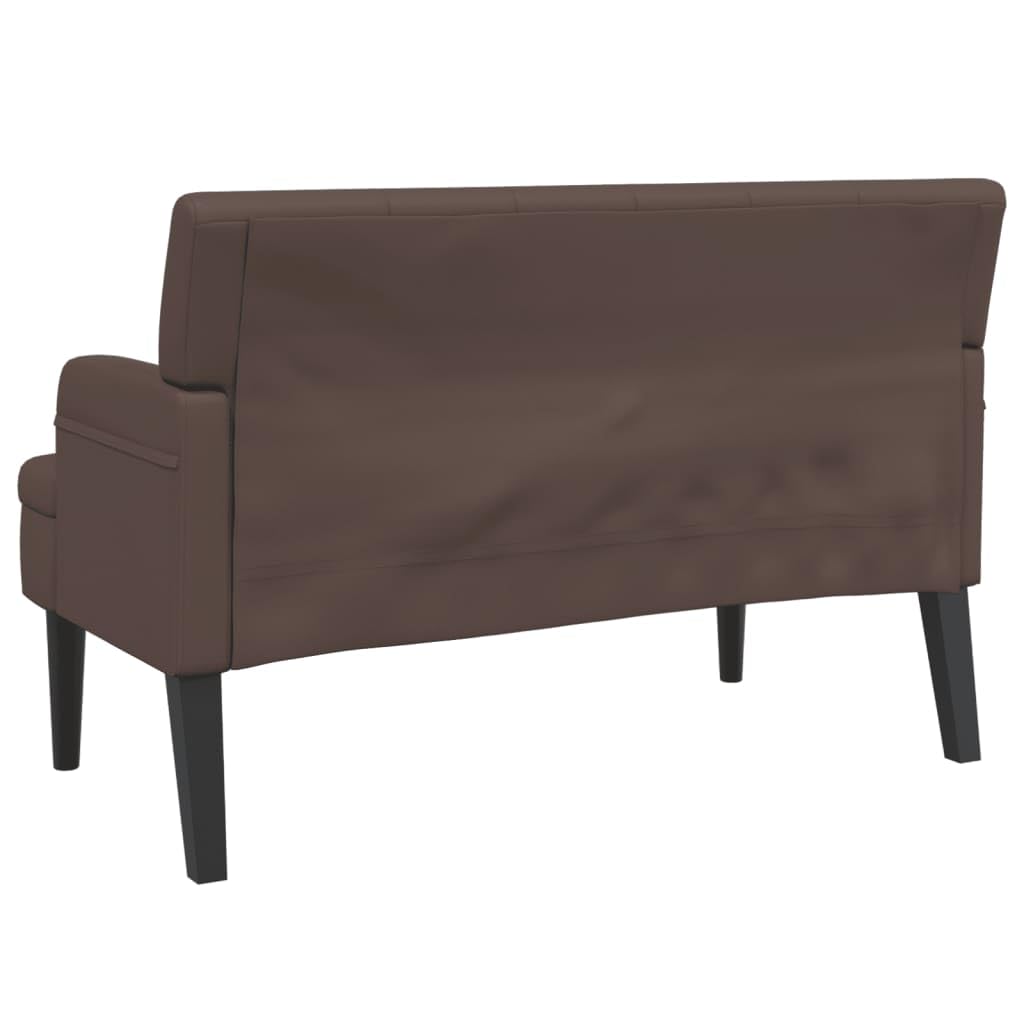 Festnight Sitzbank mit Rückenlehne Sofabank mit Armlehne 2 Sitzer Sofa Polsterbank Loungesofa Küchensofa Kunstleder Flurbank Esszimmerbank Essbank Ledersofa Küchenbank Bank Küche Braun
